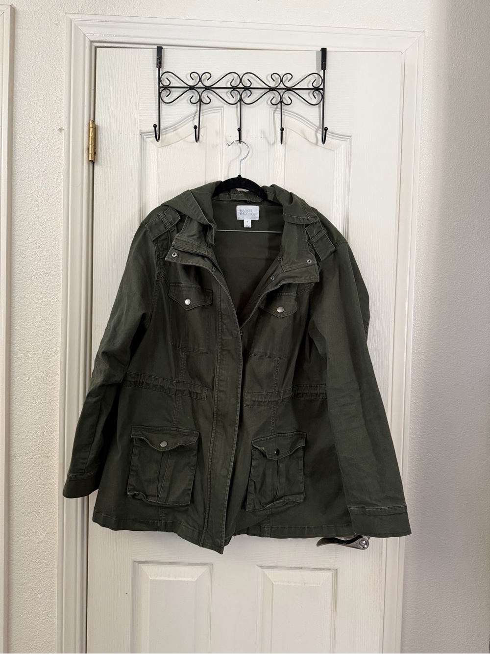 Market & Spruce Olive Green Utility Jacket with Hood